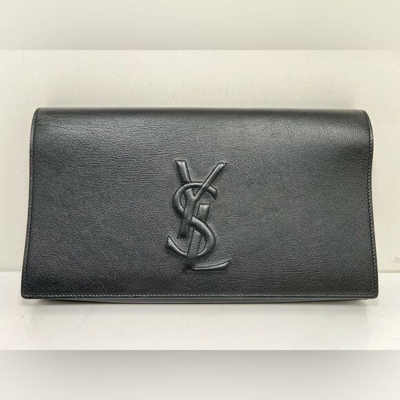 Saint Laurent Leather Evening Clutch Bag Black - Picture 1 of 10